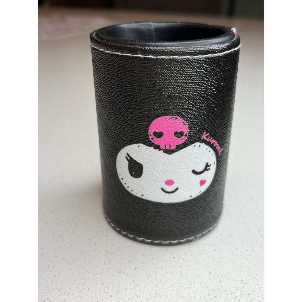 Kuromi Kawaii Brush Holder Desk Organizer Pen Cup Hello Kitty Faux Leather Round